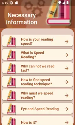 Speed Reading and Exercises android App screenshot 12